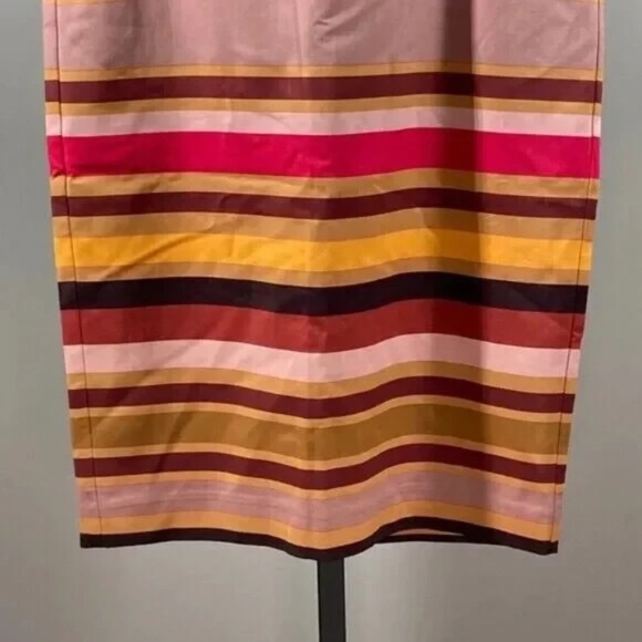 NEW Lord & Taylor Skirt Womens 12 brown red retro stripe pencil - Picture 3 of 10